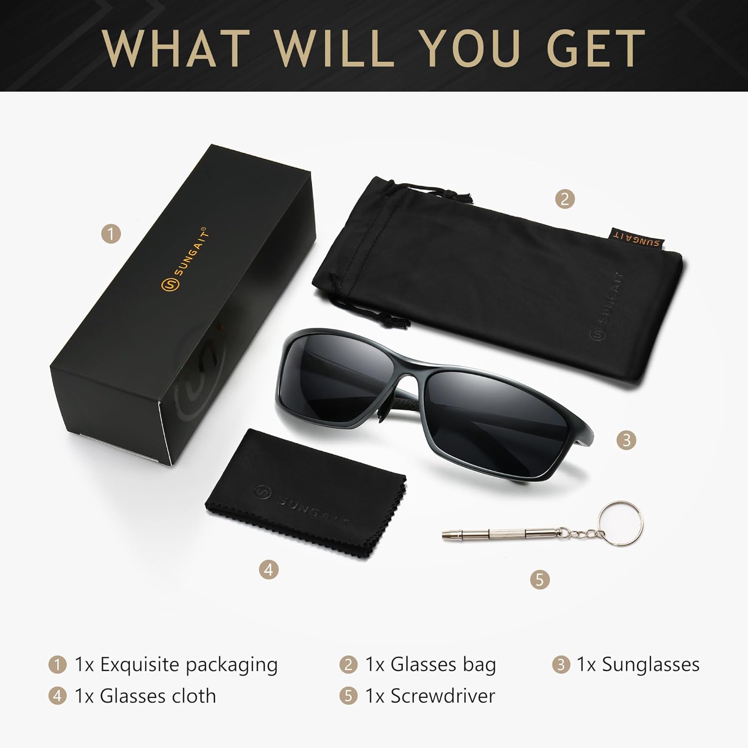 SUNGAIT Sunglasses Men Polarized Rectangle: Sports Sun Glasses UV Protection – Cool Shades for Driving Running Fishing Golf - Image 7