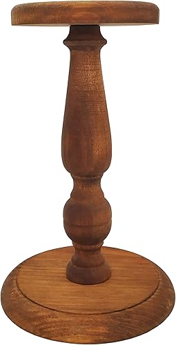 Owlgift Soporte para sombrero de madera estilo vintage rústico quemado, exhibición de la peluca, organizador de casco