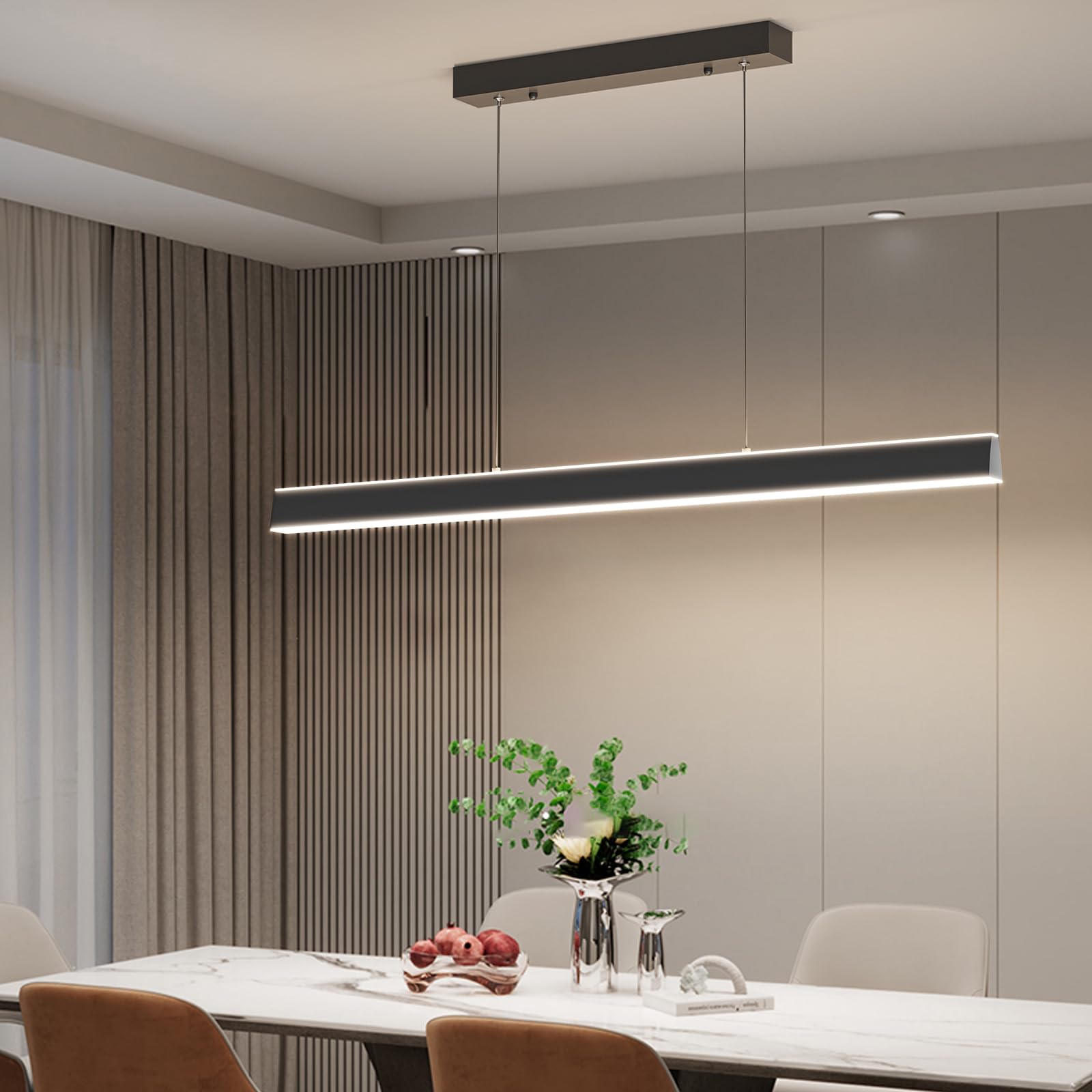 Mikeru 120cm Dimmerabile Moderna Lampada a Sospensione Lampadario Luce 10% -100% Luminosità Regolabile Con Telecomando Lampada a Isola Della Cucina Con 3000K/4500K/6000K 3 Colori per Sala Da Pranzo