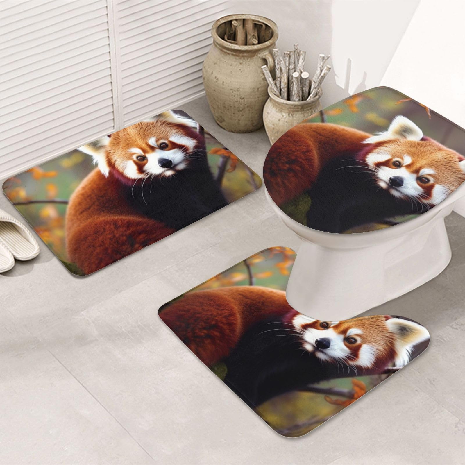 Tapis de bain panda rouge antidérapants : sécurité et absorption maximale OUSIKA