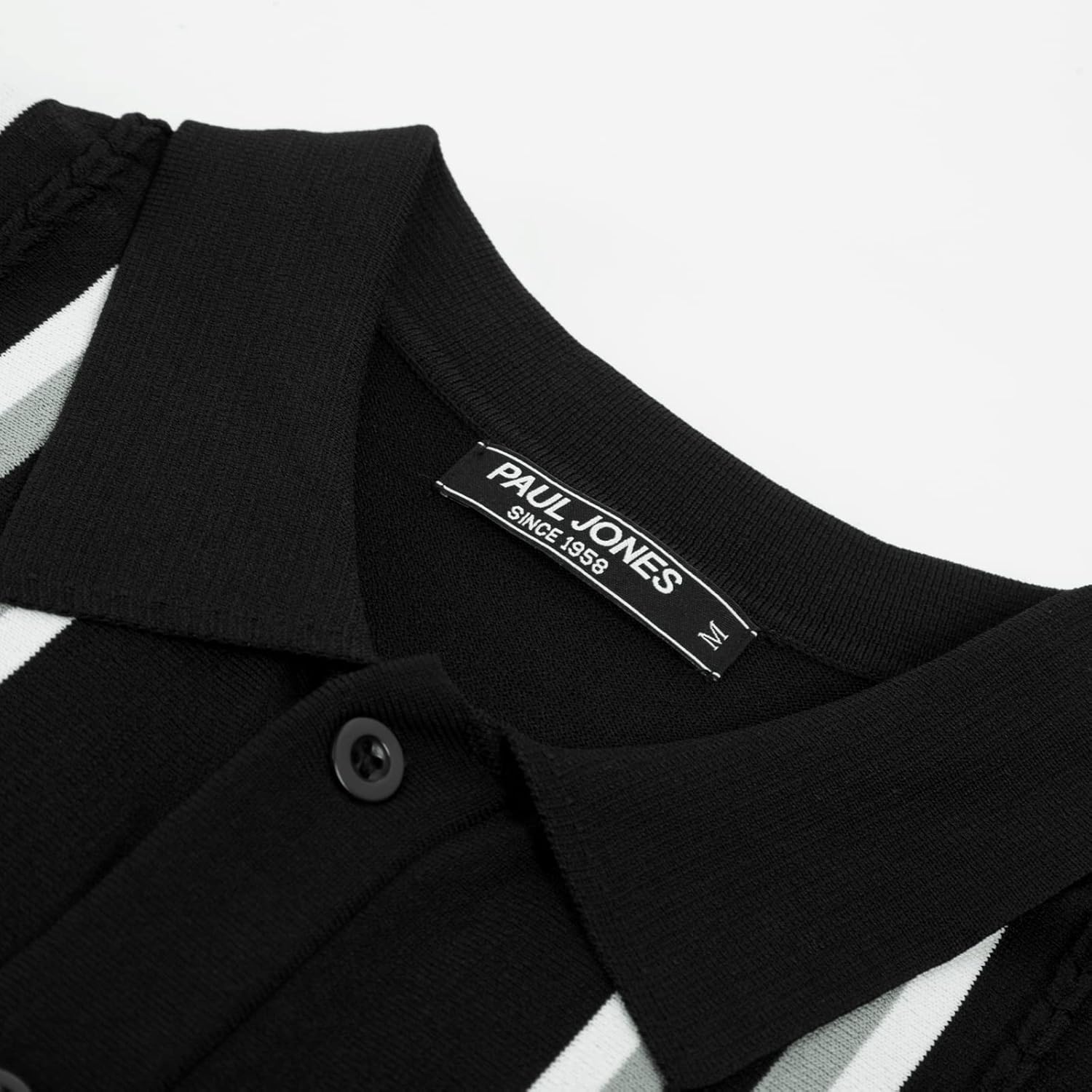 PJ PAUL JONES Mens Polo Shirts Vintage Striped Button Down Knitted Golf Shirts - Image 6