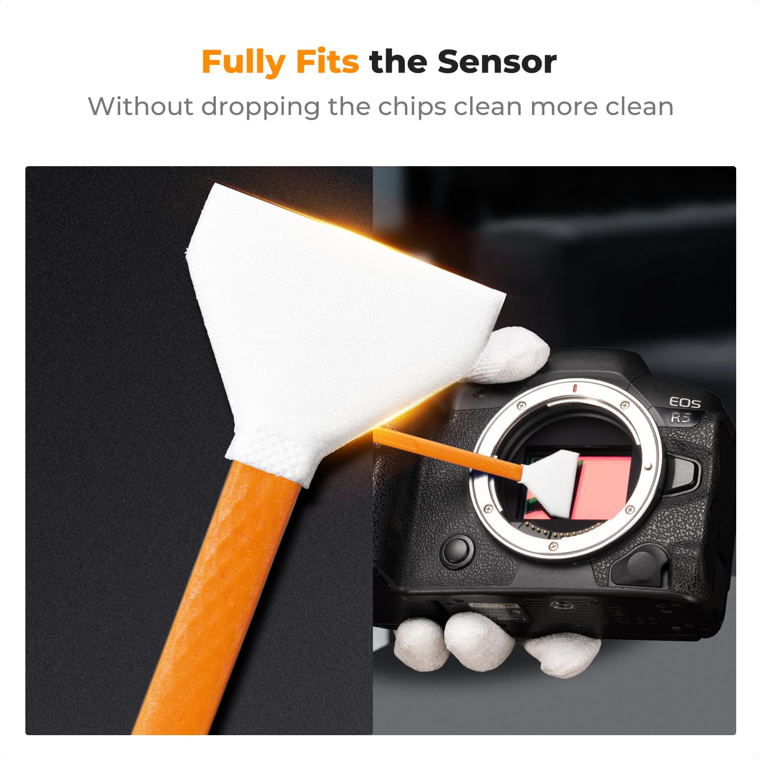 K&F CONCEPT Sensor Reinigungsset mit 6pcs Mikrofaser Swabs 24mm für Vollformat-Kameras und 20ml Flüssig-Reiniger Reinigungs Kit für DSLR Kamera Objektive Filter