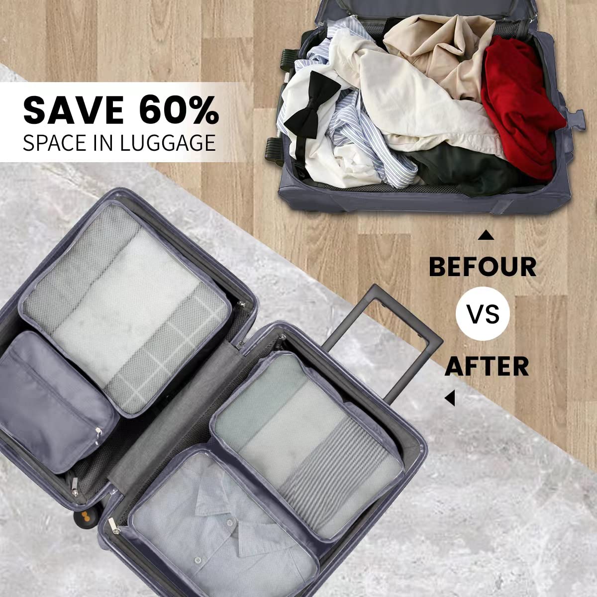 Packing Cubes - Organizer per valigie, 16 pezzi, grandi borse per bagagli, viaggi in famiglia, conservazione a casa (16, grigio chiaro)