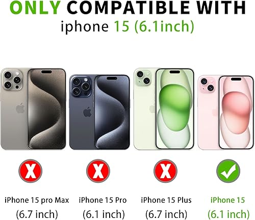 Miniatura 2 de FYY Funda compatible con iPhone 15 6.1, compatible con carga Magsafe Funda magnética desmontable 2 en 1 con tarjetero y funda protectora para iPhone