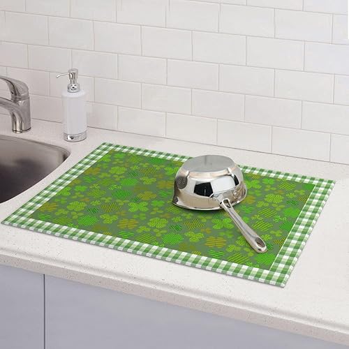 Miniatura 7 de Tapete de secado de platos de gnomo de feliz día de San Valentín, tapetes reversibles de microfibra absorbente para encimera de cocina, 18 x 24