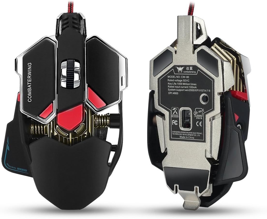 4800DPI Programmable CW80 Gaming Mouse, ZaKitane Wired Gaming Mice with LED RGB Light for PC Computer Laptop Notebook Gamer Mice