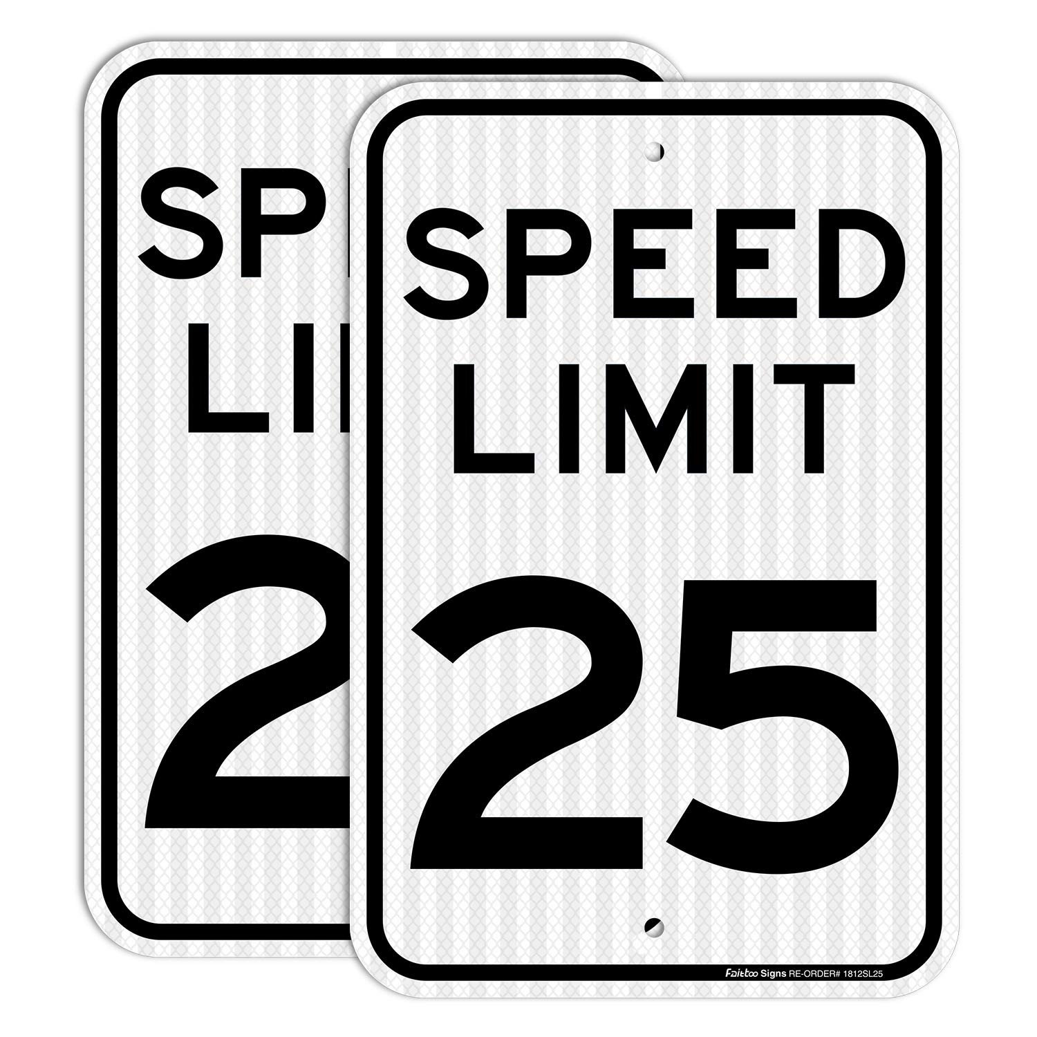 2 Pack 18 x 12 Inch Aluminum Traffic Signs - 25 MPH Speed Limit, Rust Free, Weather Resistant, Waterproof, Reflective Sheeting, Easy Mount