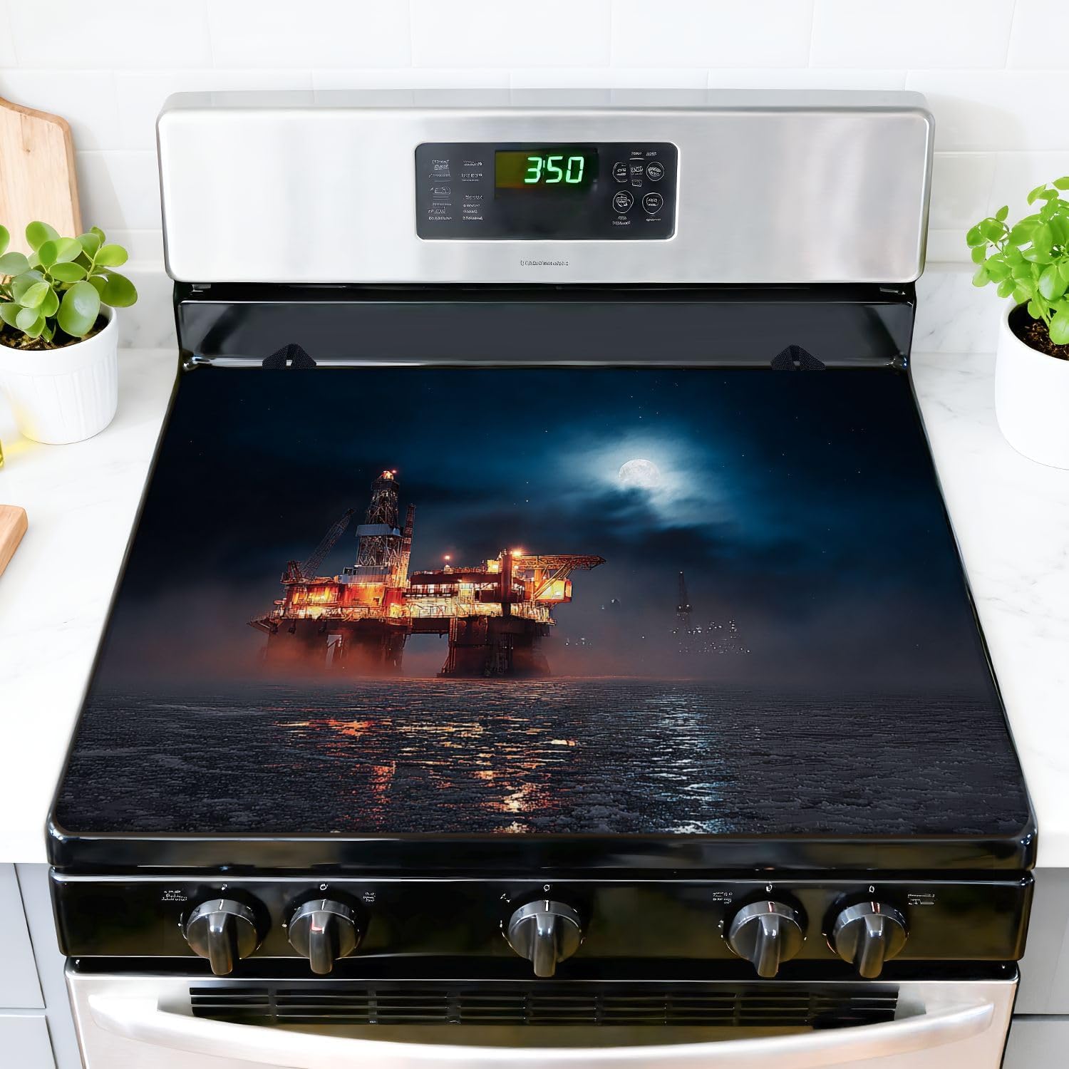 Stove Top Covers for Electric Stove Platform sea Glass Cooktop Burner Covers Heat Resistant Protector Kitchen Decor Keep Stove Clean 28''x20''