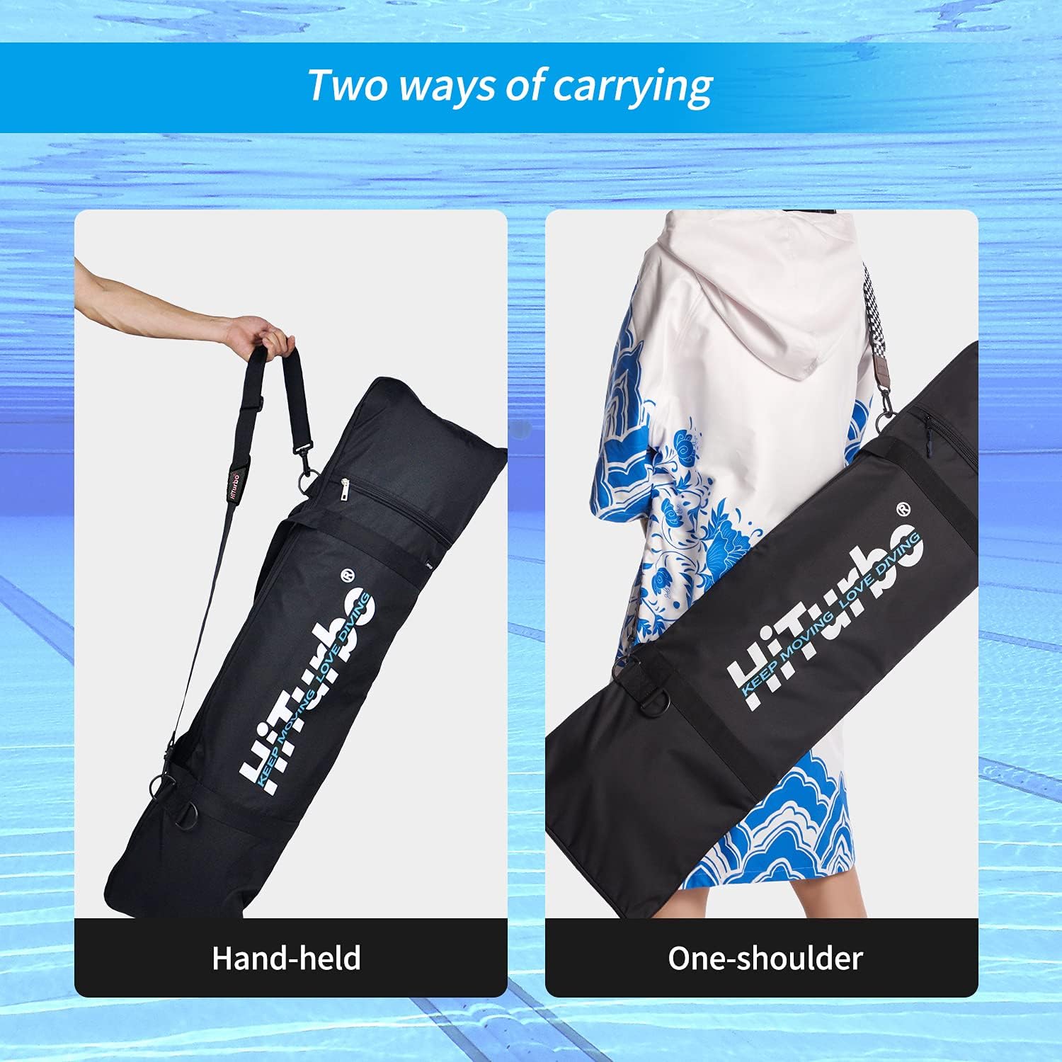 Hiturbo Free Diving Fins Bags Carbon Fiber Fins Protective Bag with High-Density Anti-Collision Pearl Cotton| Portable Diving Fin Bag | Scratch Resistant Free Diving Fin Bag (41INCH) : Sports & Outdoors