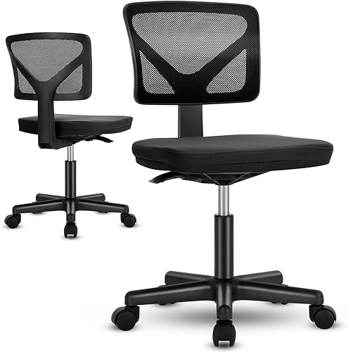 ANTONIA Silla de escritorio para computadora de oficina en casa, sin reposabrazos, de malla, pequeña, con respaldo medio, altura ajustable, con