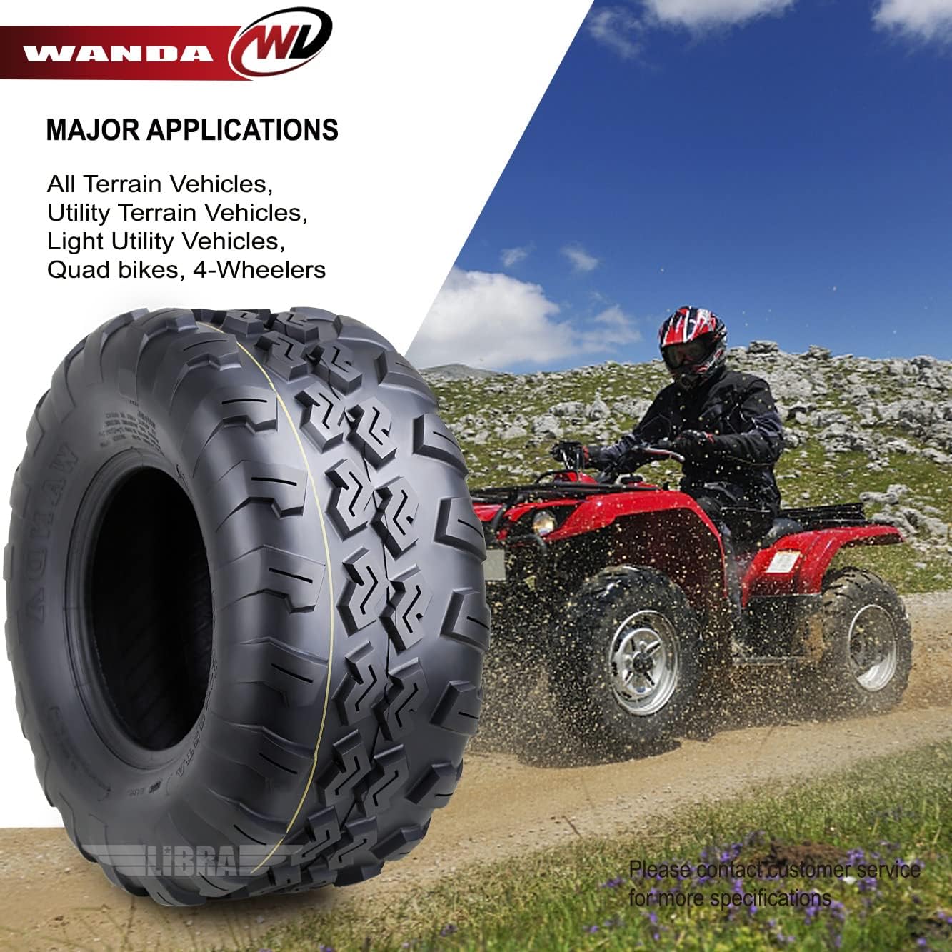 WANDA 21x7-10 & 22x10-10 Complete Set Yamaha Timberwolf 250 Beartracker ATV Tires