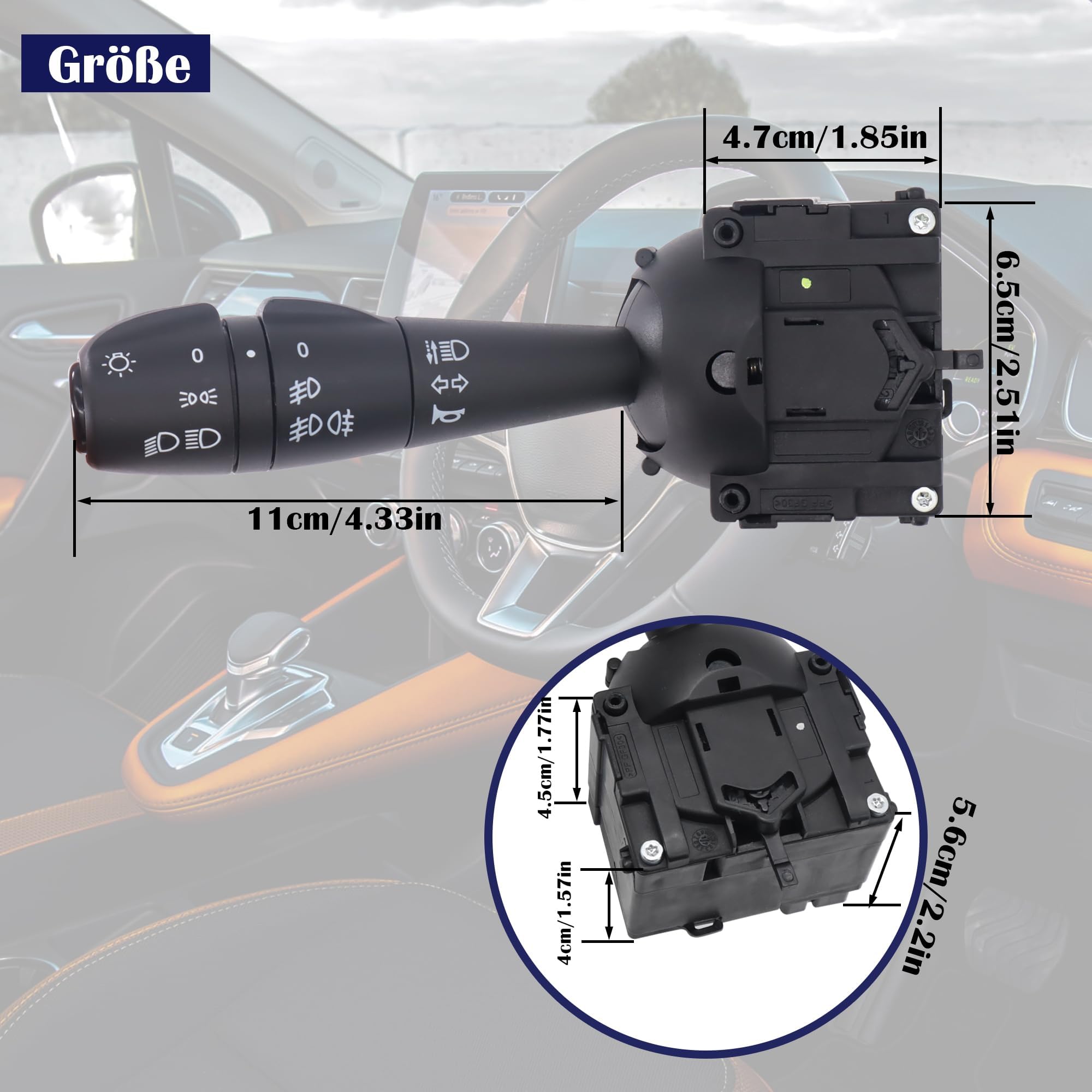 Interruttore per bastone sterzo 8201167988 compatibile con Dacia Dokker Duster Lodgy Sandero 2012-2016, interruttore combinato 255405056R