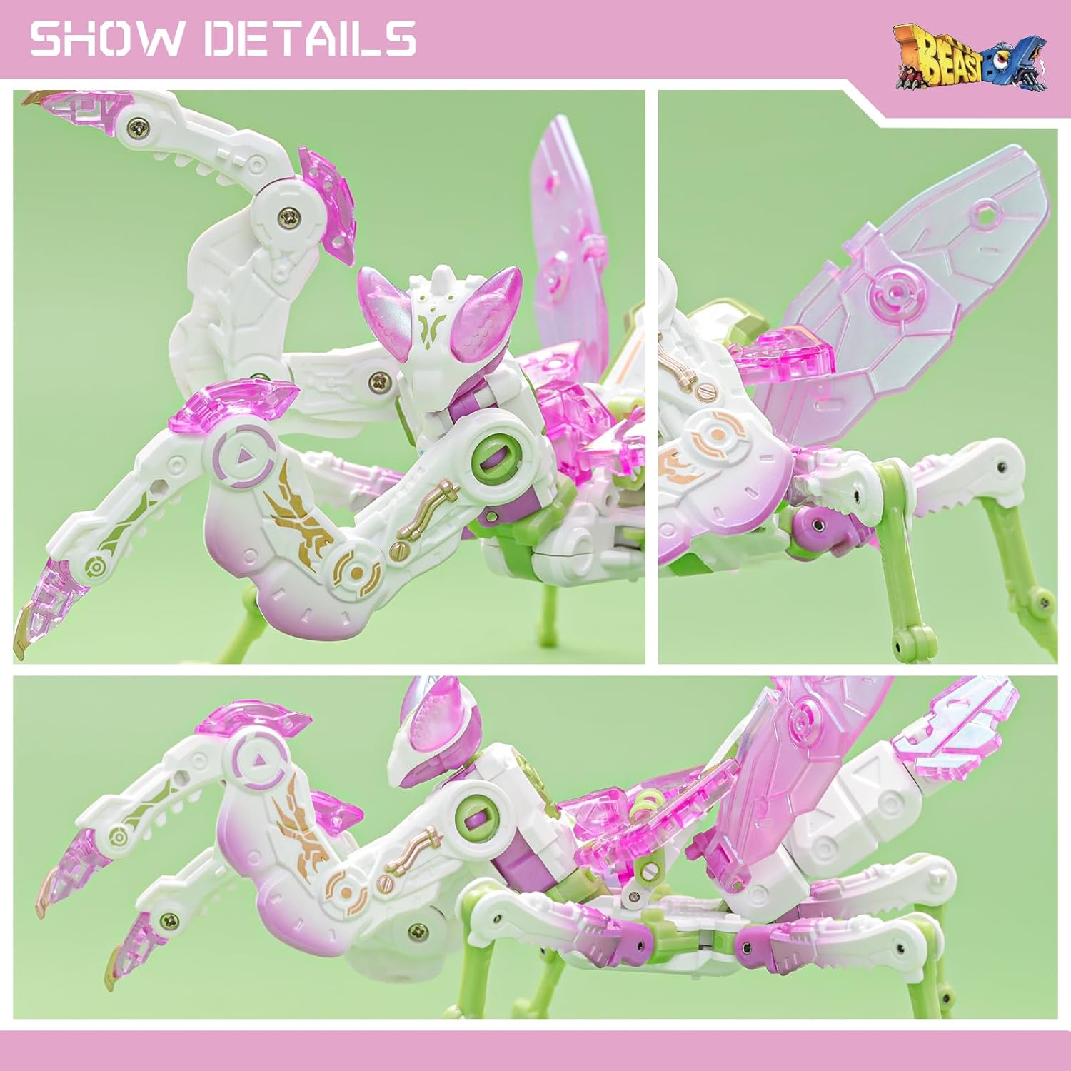 52TOYS BEASTBOX BB-37LO Lotus Deformation Toys Action Figure, Converting Toys in Mecha and Cube, Perfect Birthday Party Gift for Teens and Adults, Based on Mantis