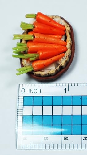 Miniatura 4 de Figura realista de lechuga de roble rojo, zanahorias y berenjenas, figura de cesta de frutas y verduras en miniatura, accesorio para casa de muñecas