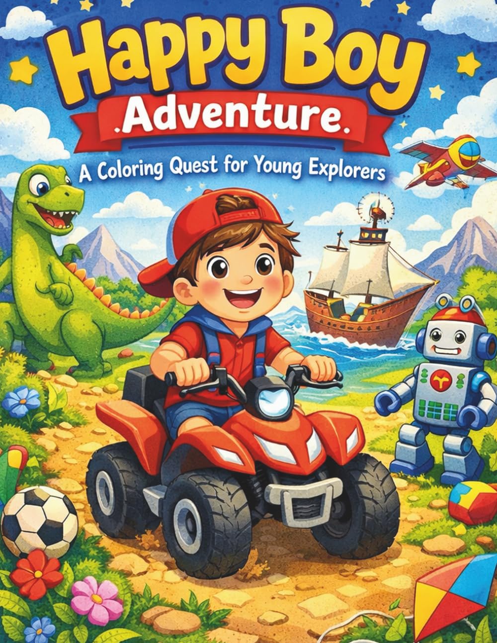 Happy Boy Adventure Coloring Book: A Coloring Quest for Young Explorers