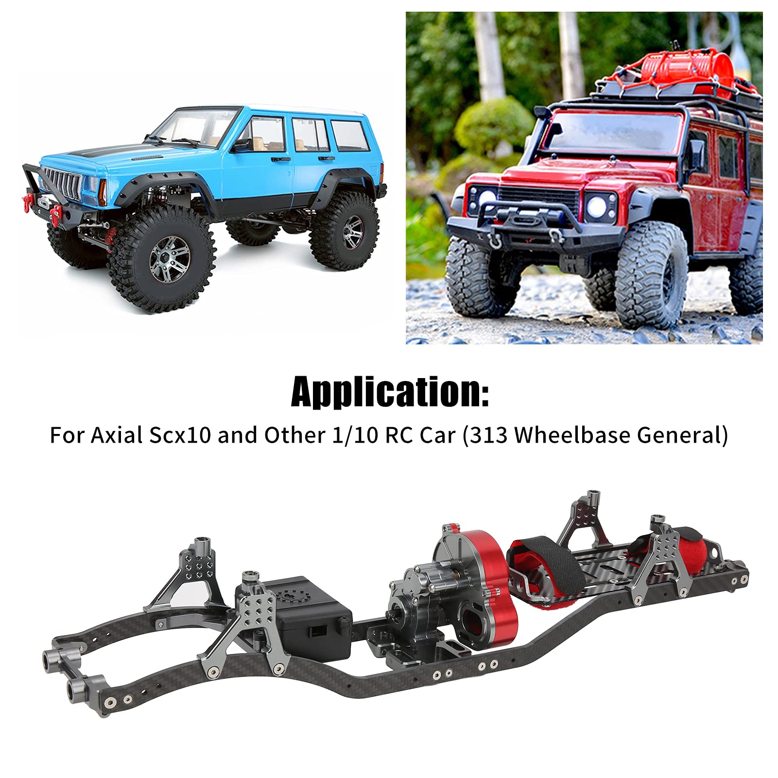 Zespół Belki Ramy z Rozstawem Osi 313 Mm, zespół Włókna Węglowego ze Stopu Aluminium, Uszczelnionej Skrzyni Biegów do Samochodu Gąsienicowego Axial SCX10 1 10 RC
