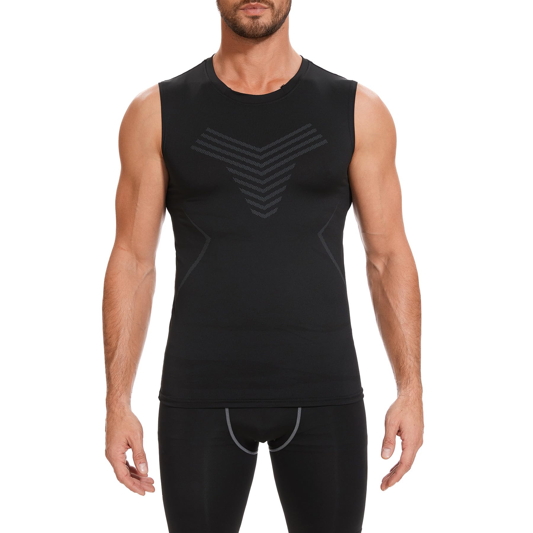 AMZSPORT Camiseta de compresión sin Mangas para Hombre Deportes Secado Rápido Baselayer