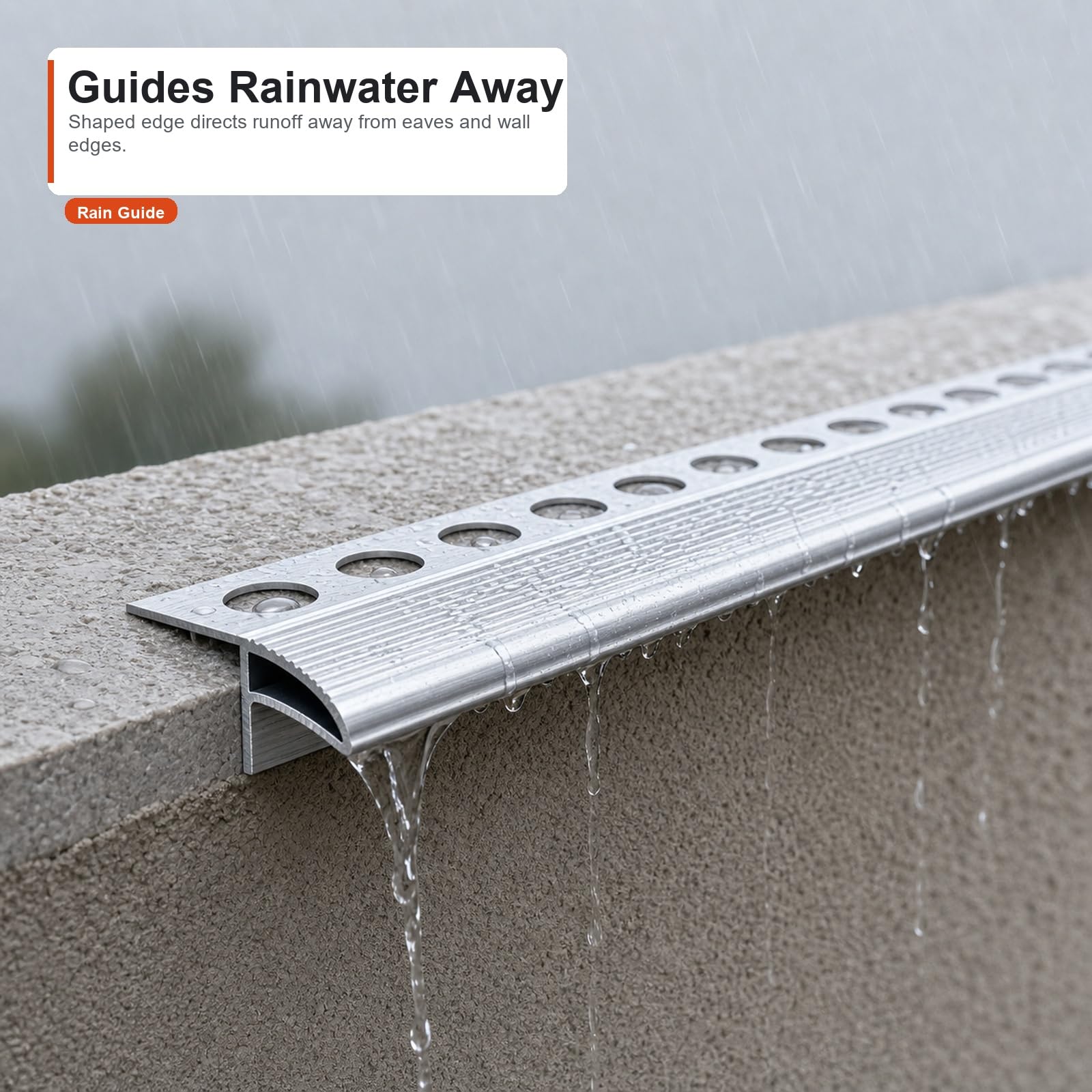 Striscia di Alluminio per grondaie Protezione da Parete in Alluminio per grondaie Esterne Profilo gocciolatoio Scossalina a Becco d’Aquila in Alluminio per Finestre e Tetti Esteri