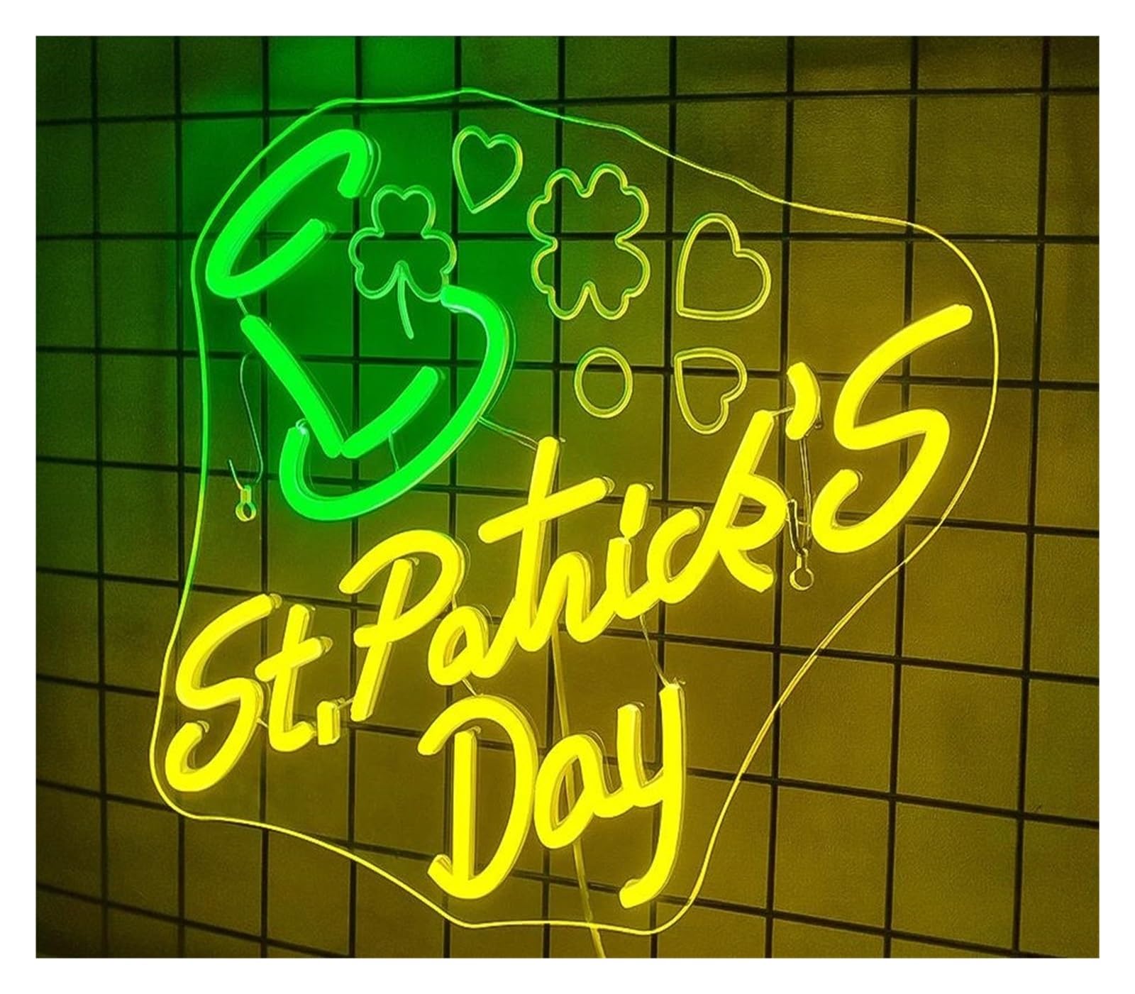 Insegna al Neon "St.Patrick's Day"Insegne Al Neon Per Decorazioni Murali Decorazione Della Stanza Per Casa Festa Camera Da Letto Bar Club Negozio Festa USB 38cmх32cm