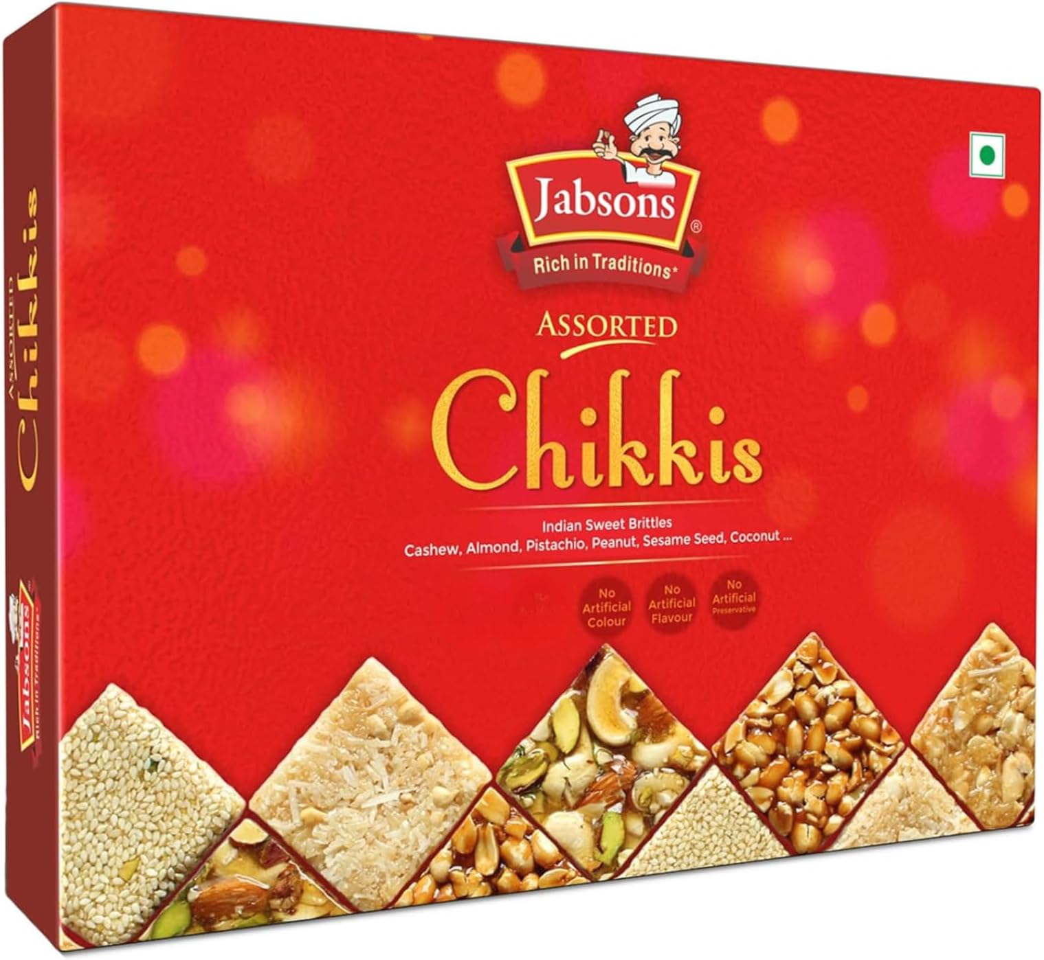 Jabsons - Chikki Assorted, Indian Sweet Brittles, 800 G (28.2 Oz)