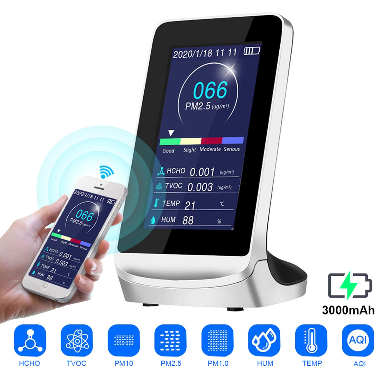 TVOC Air Quality Monitor CO2 Detector Thermometer Hygrometer Home Air Purifier U