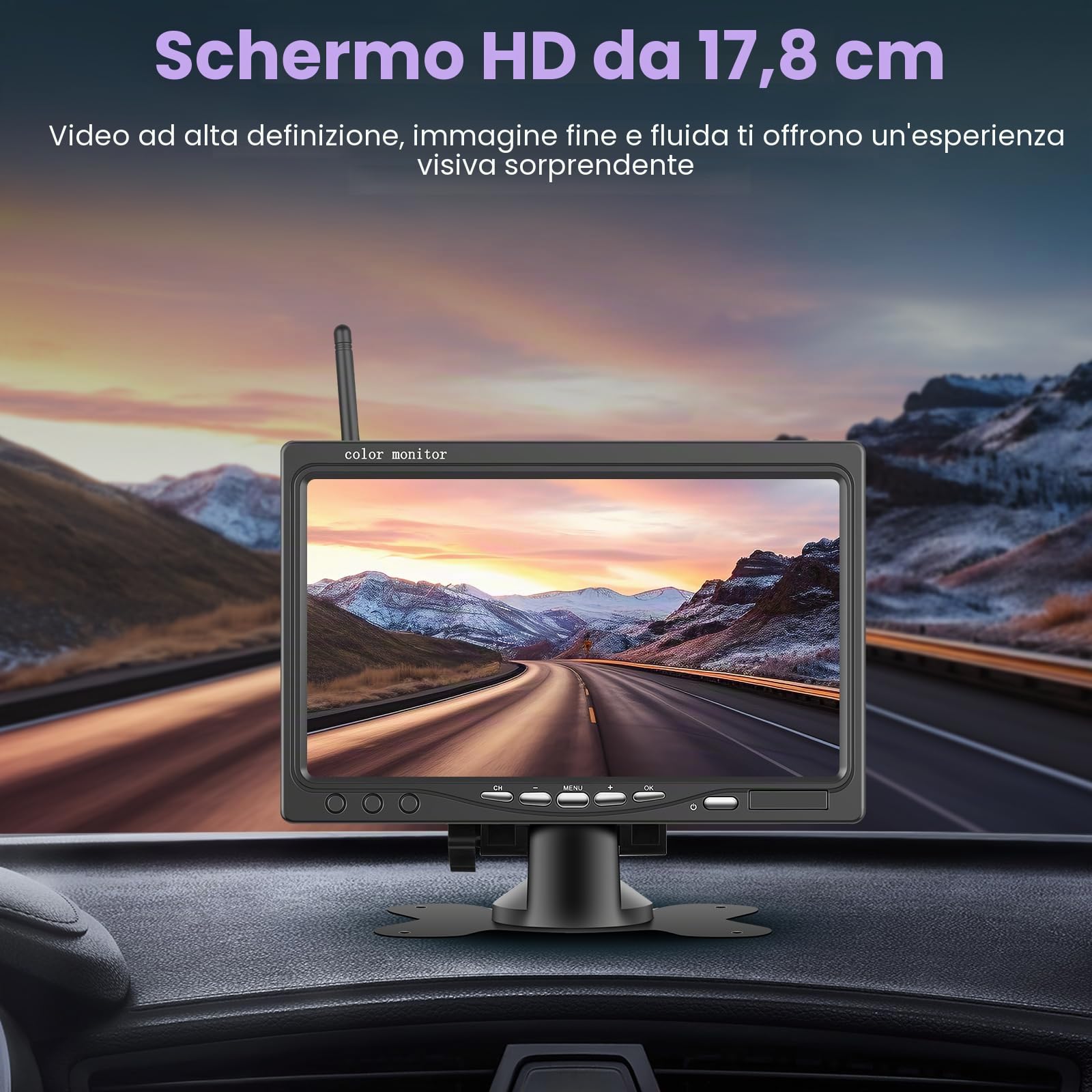 Inefala Telecamera Retromarcia Senza Fili (Doppia) con Monitor HD IPS da 7 Pollici, Targa Retrocamera per Auto Visione Notturna IP68 Impermeabile Telecamera Posteriore per Auto Camion SUV Furgoni