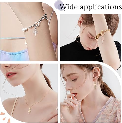 Miniatura 6 de Beebeecraft 9 unidadescaja de 3 colores Trident encantos chapados en oro de 18 quilates Poseidón Trident encantos con anillo de salto para