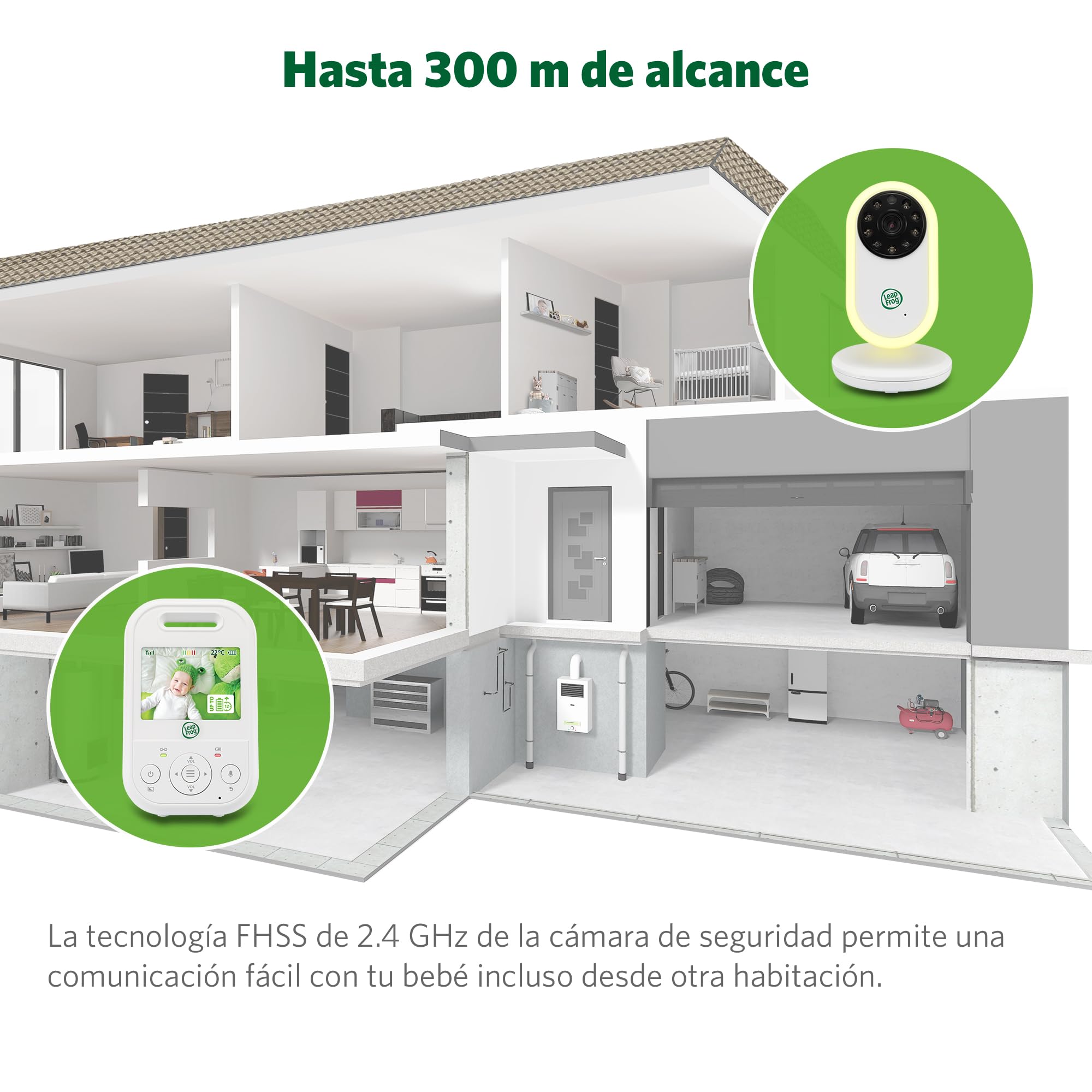 LeapFrog LF2423 Baby Monitor with Night Light Camera, 2600mAh Smart Baby Surveillance Camera with 2.8" IPS Screen, Night Vision, Temperature Monitoring, Two-Way Communication