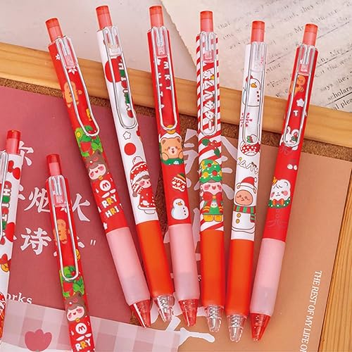 Miniatura 2 de MOZXIRZ 6 bolígrafos de tinta de gel, bonitos bolígrafos de Navidad de 0.020 in, bolígrafos retráctiles de tinta negra, bolígrafos de oficina y