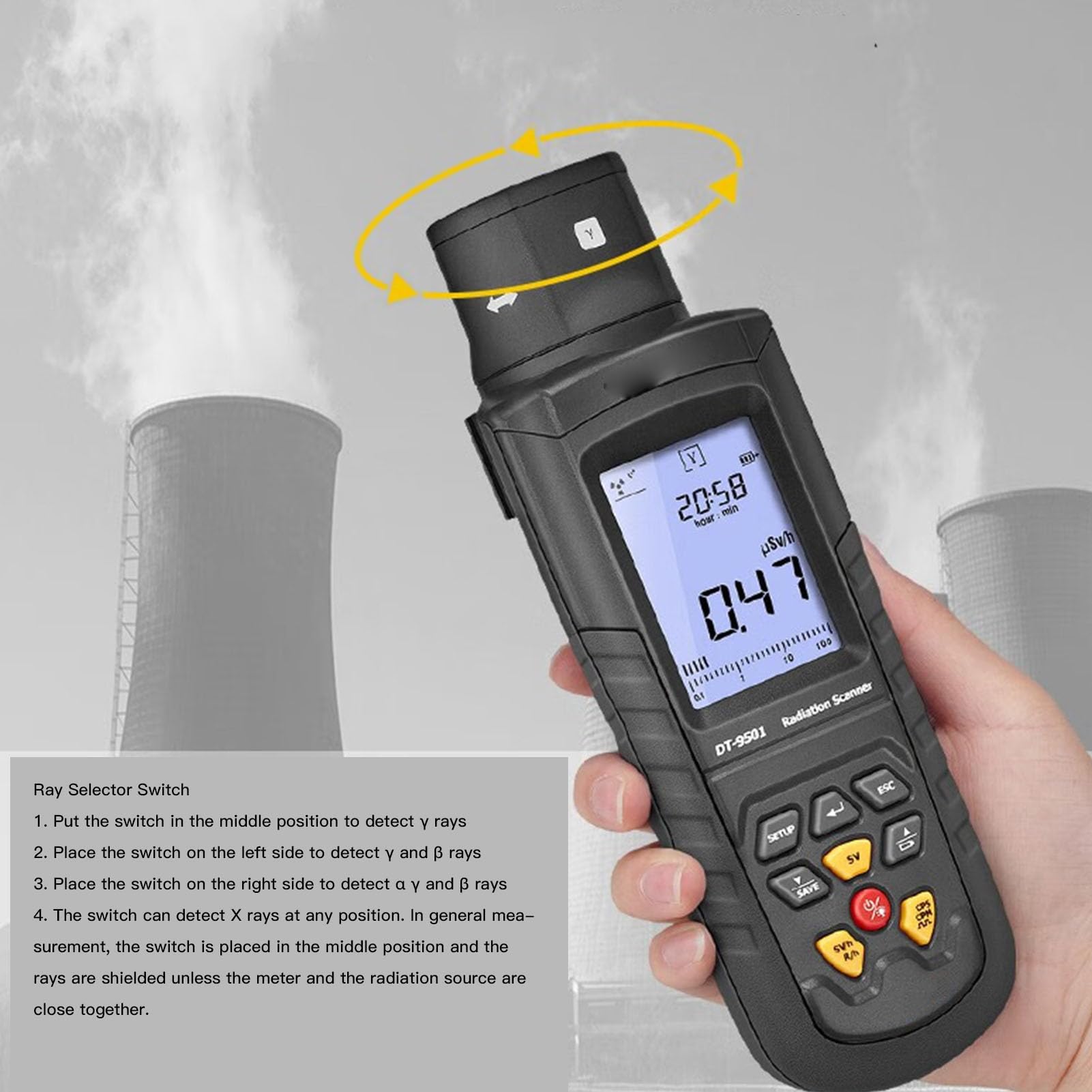 Hyuduo Detektor Promieniowania Jądrowego Licznik Geigera LCD z rurką wypełnioną Halogenem, Mierzy Promieniowanie Rentgenowskie Beta Gamma, Rejestrowanie Danych Bluetooth, do Użytku w Terenie w