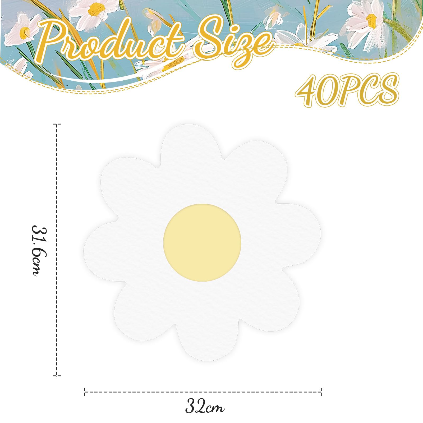 GlamRays Pack of 40 White Daisy Decorative Napkins for Birthdays Parties & Celebrations - Image 2