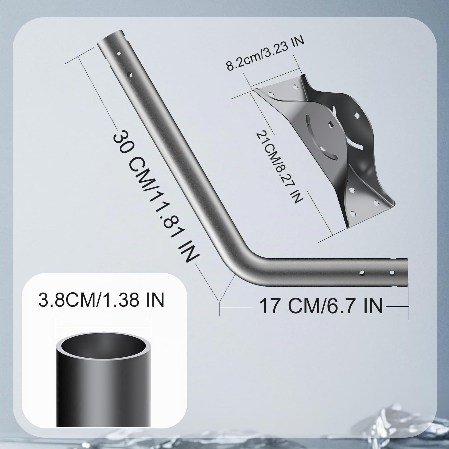 Support Gen 3 pour Starlink, kit de montage réglable mur/toit compatible avec l’antenne standard Starlink V3【Adaptateur de tube Gen 3 en aluminium inclus】