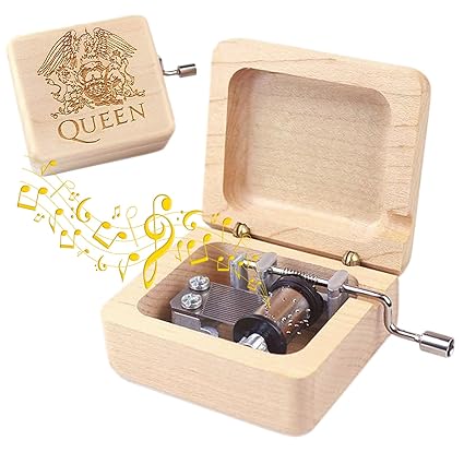 ROSIKING Wooden Music Box,Hand Crank Classic Antique Carved Wood Musical Boxes Best Gift for Birthday for Kids Children Christma (Maple Box (Queen))