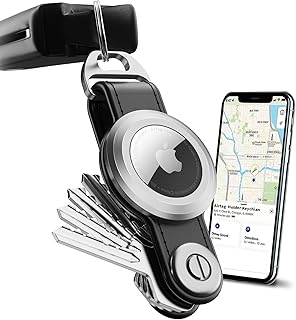 Compact Key Holder for Airtag - Key Organizer and Case for Apple Airtag ，AirTag Holder Keychain Leather | Key Organizer airtag |Anti-Theft Keychian for Airtag Holder，Keyring to Attach Car Key Fob