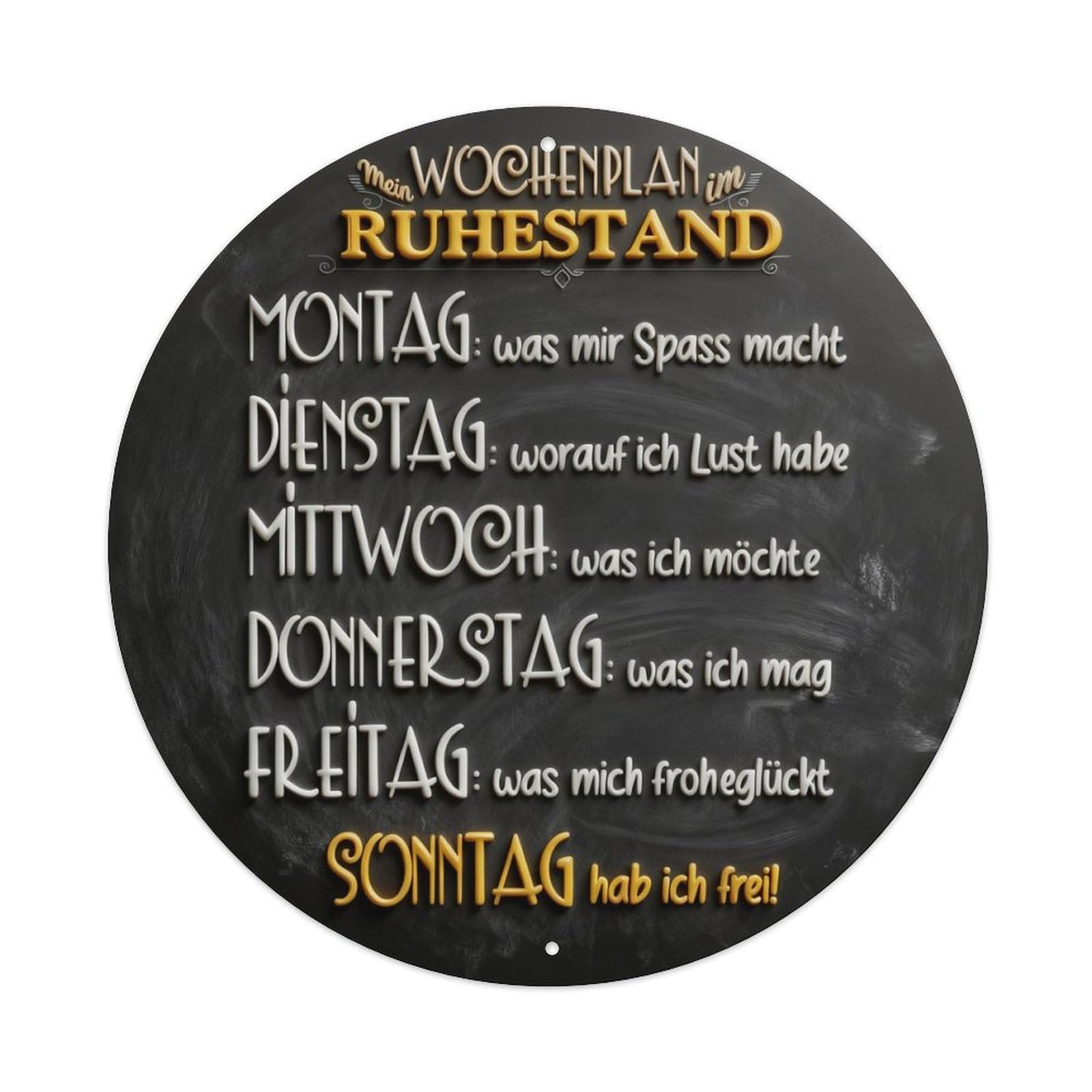 My Weekly Plan In Retirement Round Metal Tin Sign Vintage Wall Decor, Bar Garage Cafe Kitchen Home Wall Art Poster 8x8inches