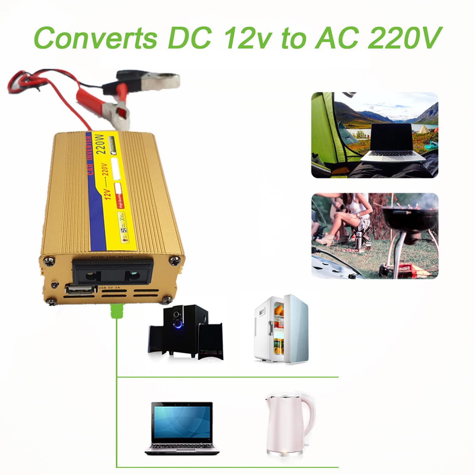 Zestaw Paneli Słonecznych Monokrystalicznych 30W, do Samochodów, RV, Łodzi, Dachów, z Falownikiem 220W, Regulatorem Ładowania Słonecznego 10A 20A 30A 60A 100A, Linia Zacisku Krokodylkowego,100A