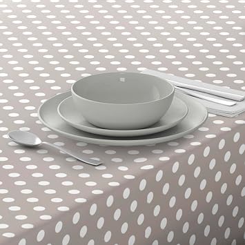 Home Direct Rectangular Oilcloth PVC Wipe Clean Tablecloth Table Cover 140cm x 200cm 55x78 Polka Dot Beige Grey
