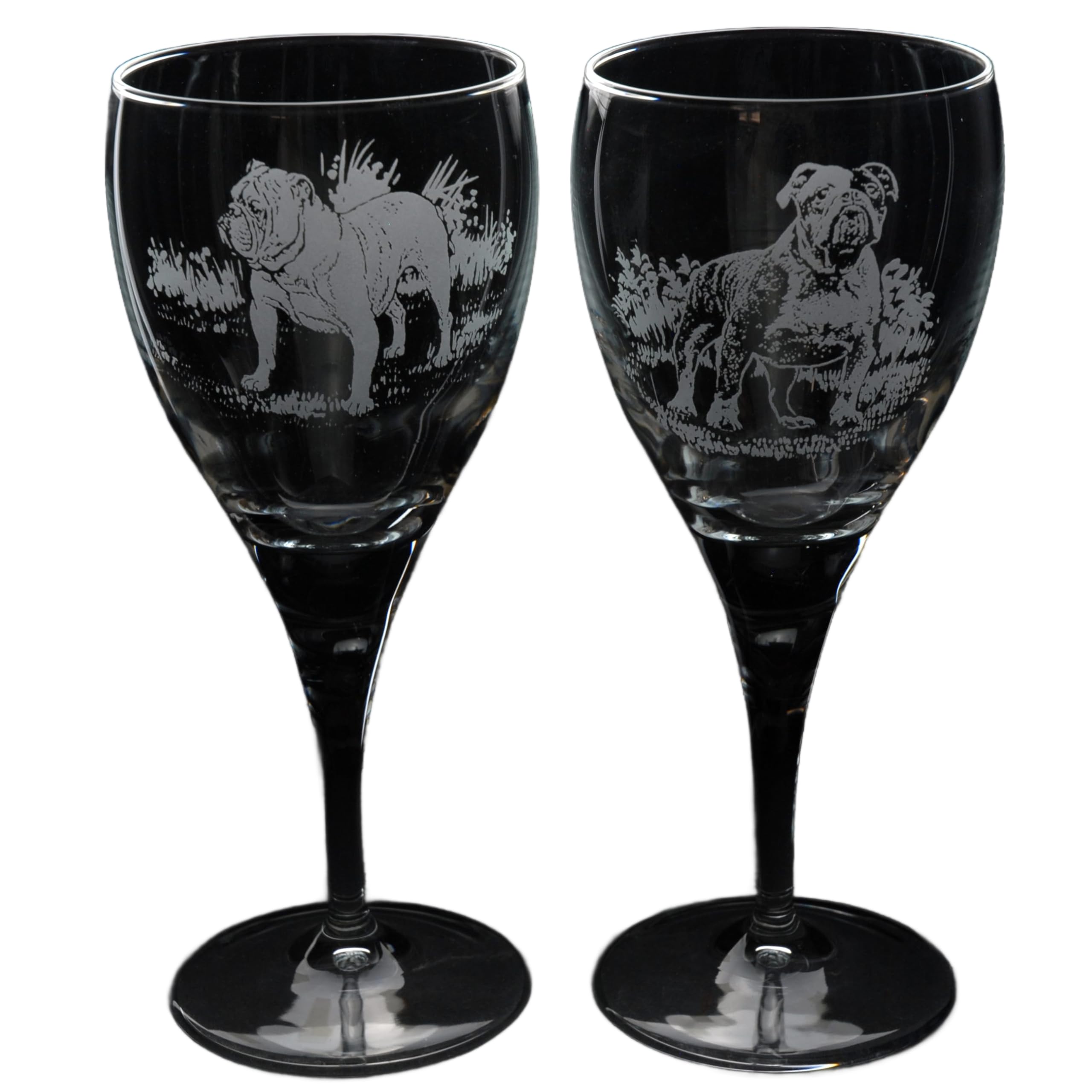GLYPTIC Glass Art English Bulldog Dog Placement Hand Etched/Engraved Crystal Wine Glass — image 1