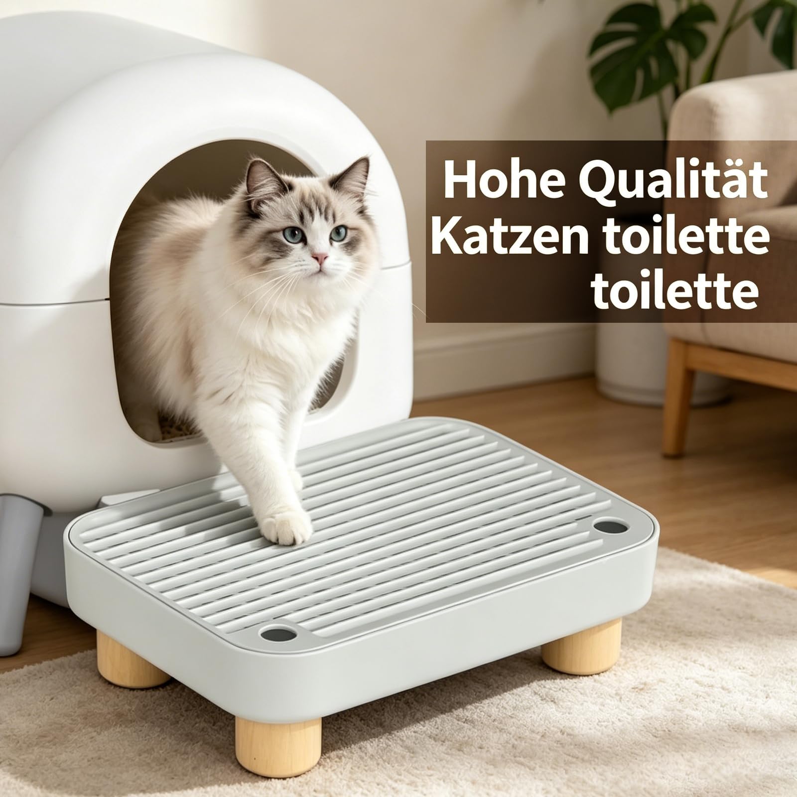Katzenklo Rampe, Erhöhte Katzentreppe für Alte Katzen, 11.8×7.9×3.6 in Katzenklo Oben Einstieg für Kätzchen & ältere Katzen