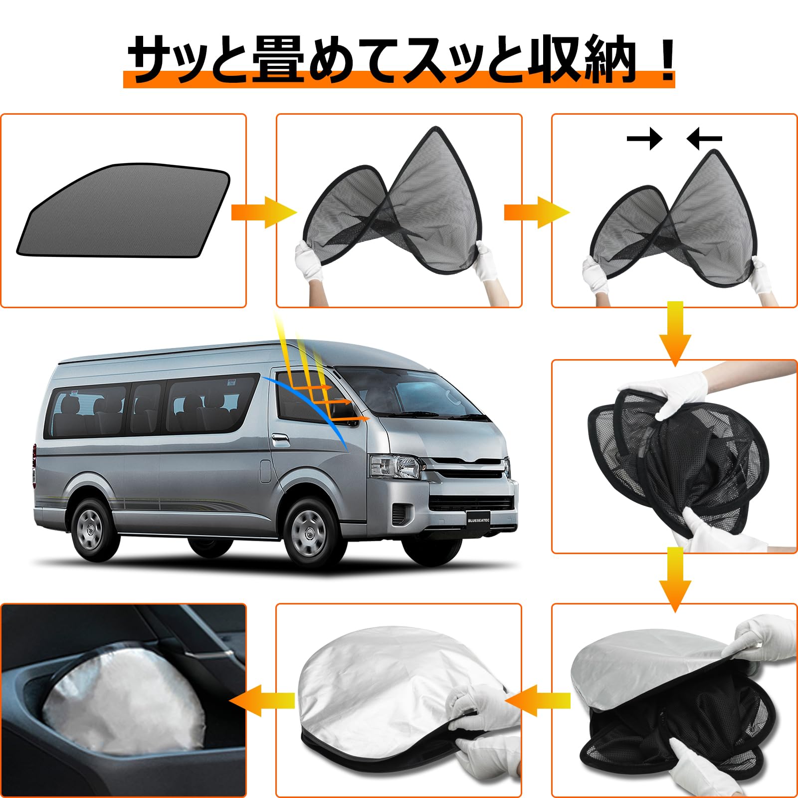 Amazon | BLUESEATEC トヨタ ハイエース 200系 遮光 メッシュカーテン 