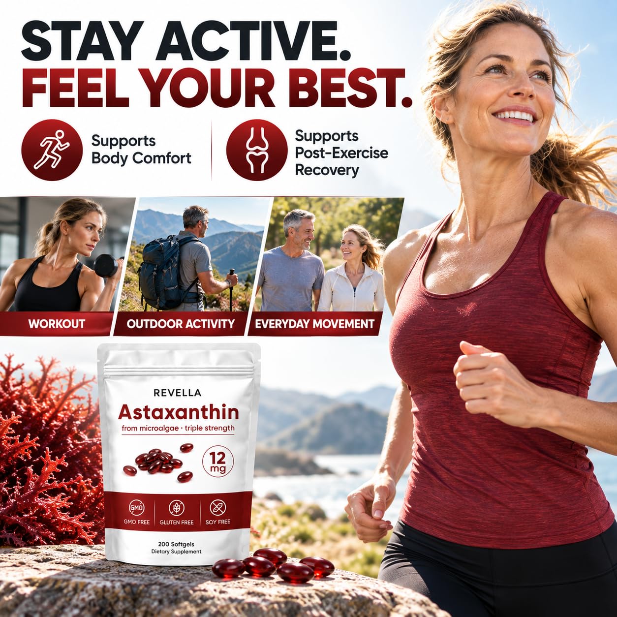 Revella Astaxanthin 12mg Softgels, Astaxanthin Supplements for Mobility & Flexibility Support, Antioxidant & Immune, Internal Circulation, Vitality Support, Non-GMO - 200 ct(1 Pack) — Amazon image 8