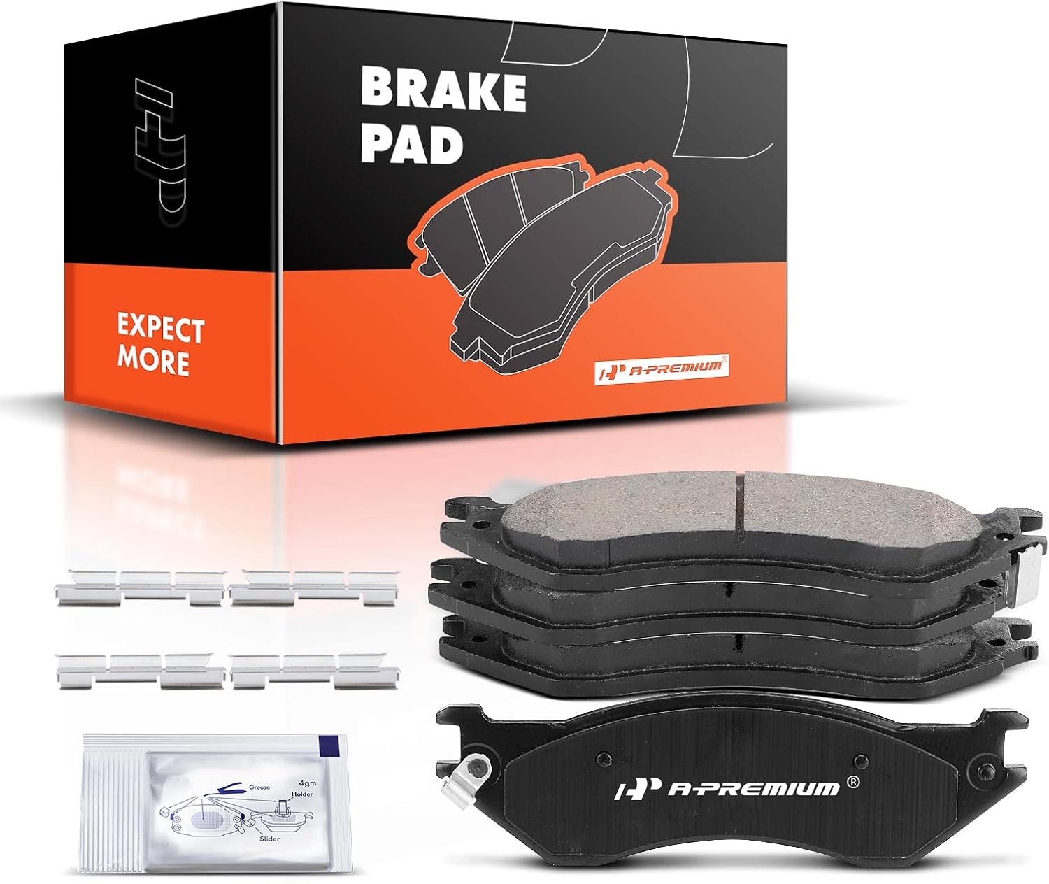 A-Premium Front Ceramic Brake Pads Set Compatible with Ford F-150 1999-2003, F-250 1997-1999, F-250 HD 1997, Expedition 1997-2002 & Dodge Ram 1500 2000-2001 & Lincoln Navigator 4-Pack