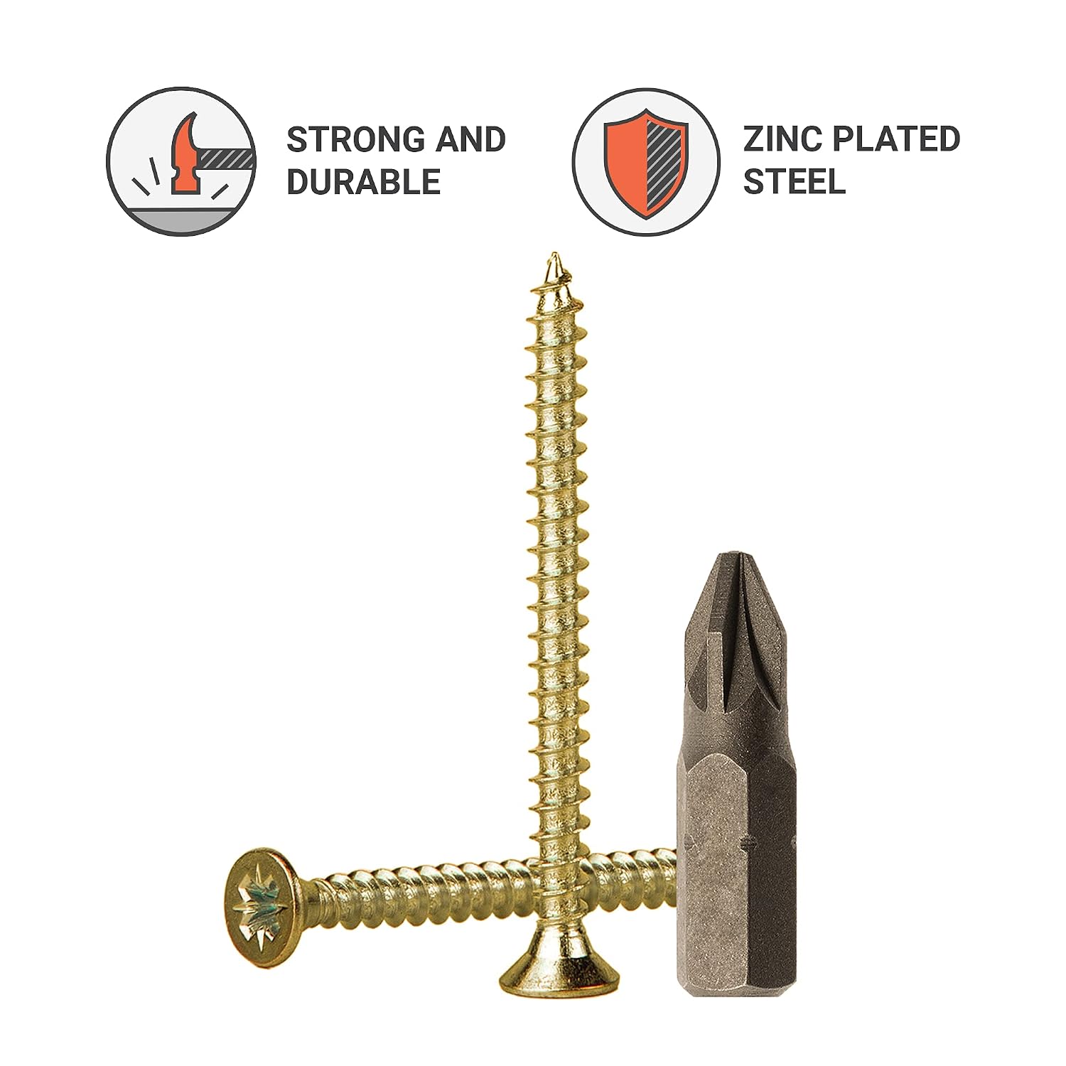 (Pack of 50 pcs) Yellow Zinc Plated Steel 3.5 x 50 mm Wood Screws, Chipboard Screws, Universal Pozi-Drive Screw - Image 3