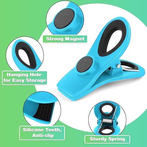 Miniatura 5 de VNDUEEY Paquete de 12 clips magnéticos para bolsas, clips para bolsas de alimentos para paquetes de alimentos, clips para bolsas de plástico para