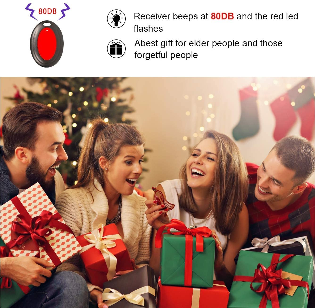 Reyke Localizzatore Chiavi Trova Chiavi,Trasmettitore wireless Key Finder, Remote Finder w/torcia LED per i tasti del telefono cellulare degli animali domestici