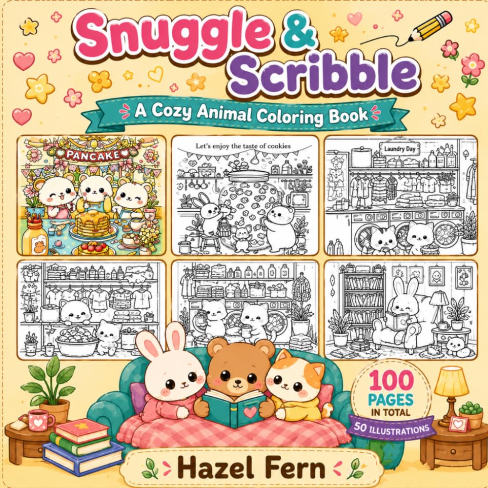 Snuggle & Scribble: A Cozy Animal Coloring Book
