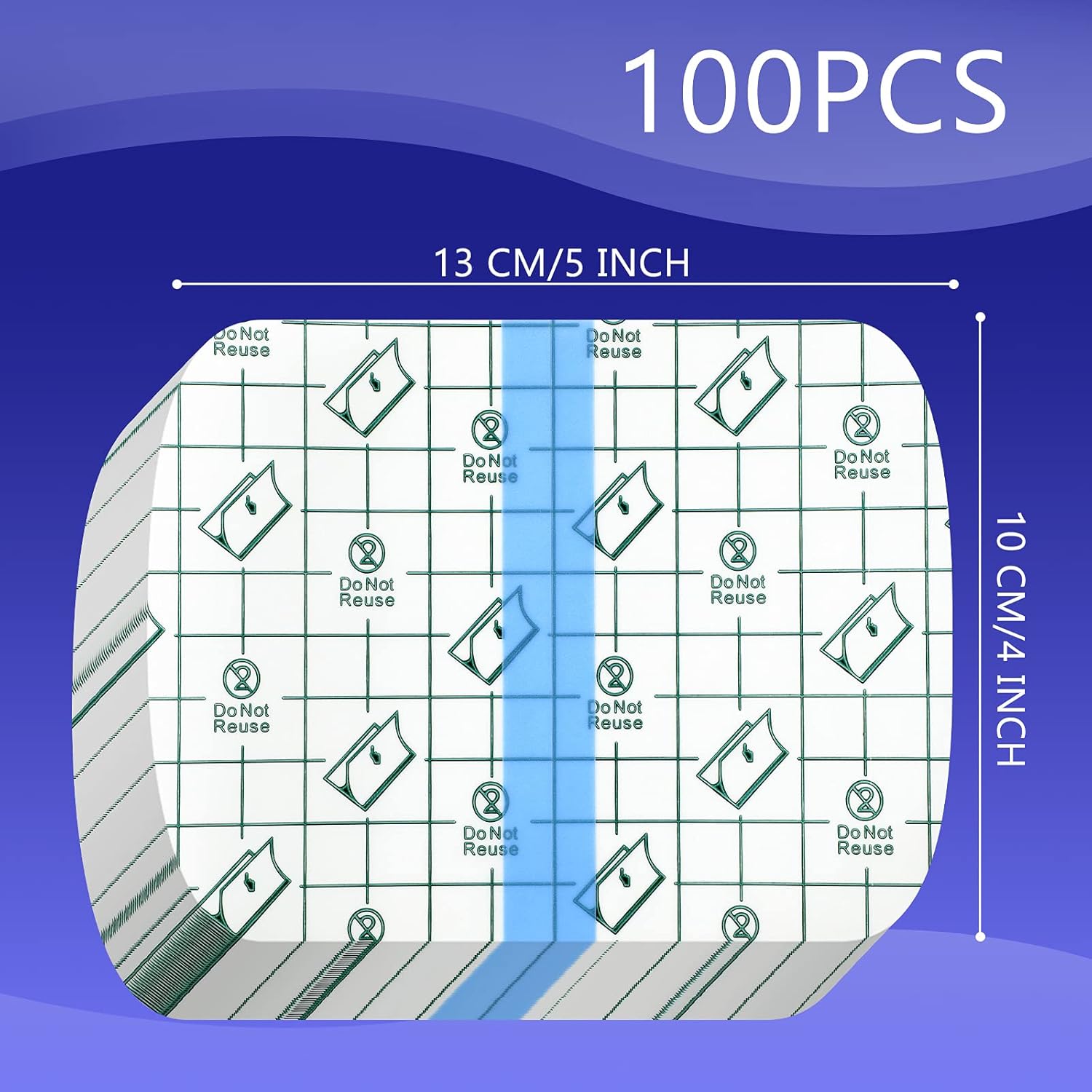 Nuanchu 100 Pieces Stretch Adhesive Bandages Large Waterproof Adhesive Dressing Bandages Transparent Protective Dressing Tape Film for Body Health(Square Style) - Image 2