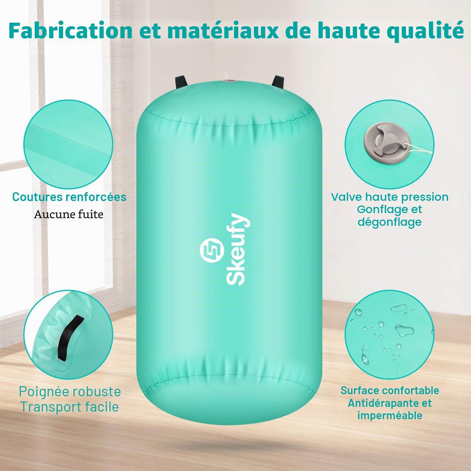 Skeufy Air Mat Track, Tapis De Gymnastique Gonflable Pour Yoga Avec Pompe À Air Électrique, Tapis De Gymnastique Airroll Air Roll, Tapis De Sport Pour La Maison Et L'extérieur