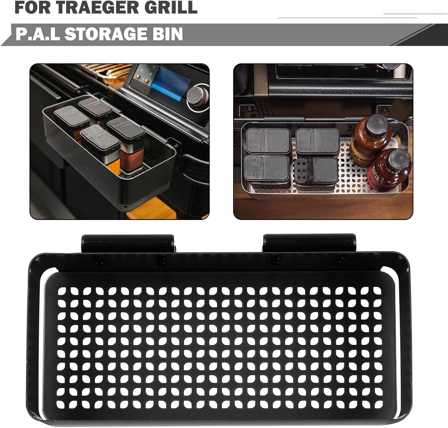 Storage Bin Accessories for Traeger Grill Parts P.A.L Pop And Lock Accessory Traeger Ironwood Parts Traeger Timberline Xl Woodridge TBB01RLG PAL Container Box Flatrock Side Basket BAC612 BAC642