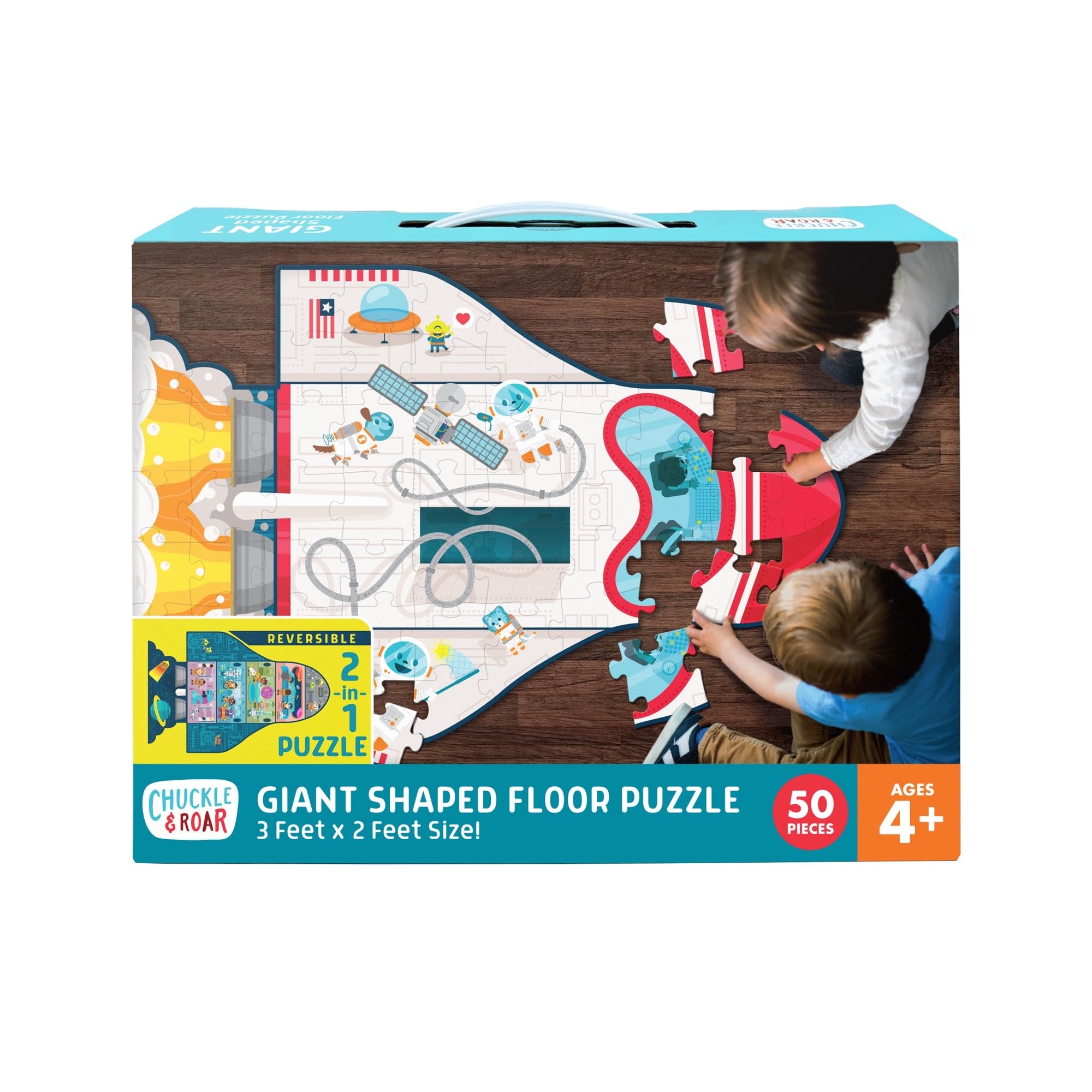 Dinosaur Glow Floor Puzzle 50 Piece Kids Puzzle - Giant 2 x 3 Foot Glow in The Dark Preschool Puzzle - Large Pieces for Ages 4+ - Educational Dinosaur Puzzle for Screen Free Time